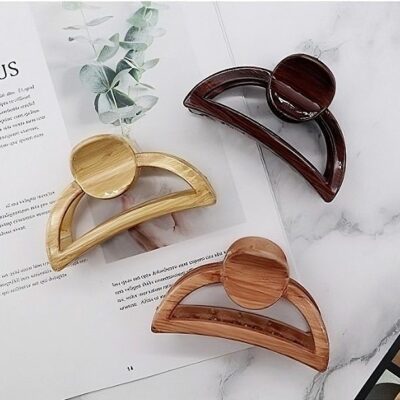 12pk Wooden Half Circle Hair Jaw Claw Clip