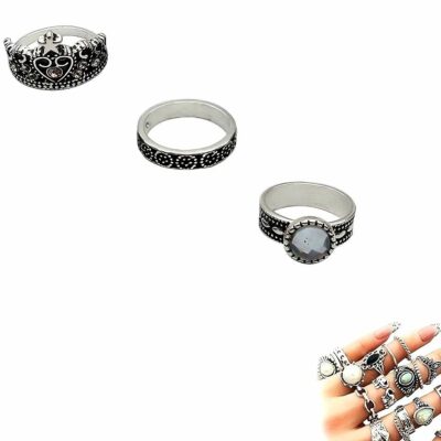 12pk 3 Piece Bohemian Fashion Dark Rings