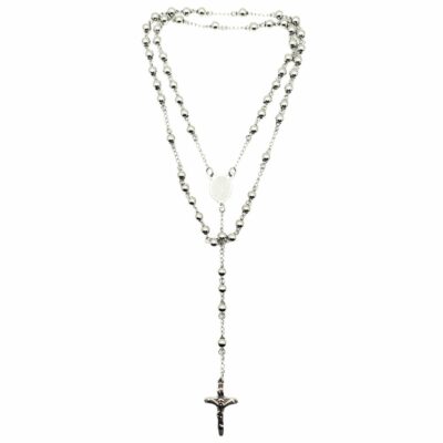 Mary Guadalupe Jesus Stainless Steel Rosary Silver