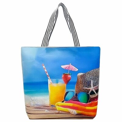 Peach Relax Print Eco Canvas Tote Bag