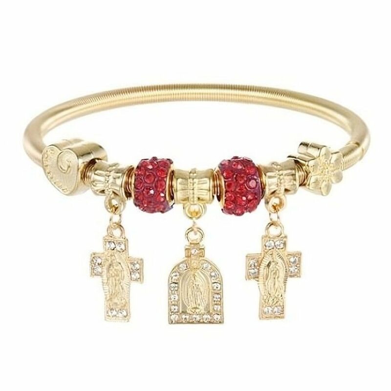12pk Virgen de Guadalupe Dangle Stretch Bracelet