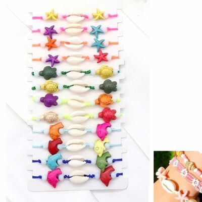 12pk Sea Creature Beach Theme String Knot Bracelet