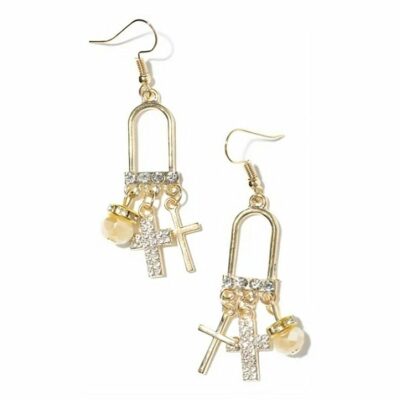 12pk Fishhook Cross Dangle Earrings