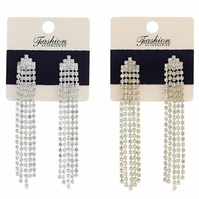 12pk Chandelier Dangle Long Rhinestone Earrings