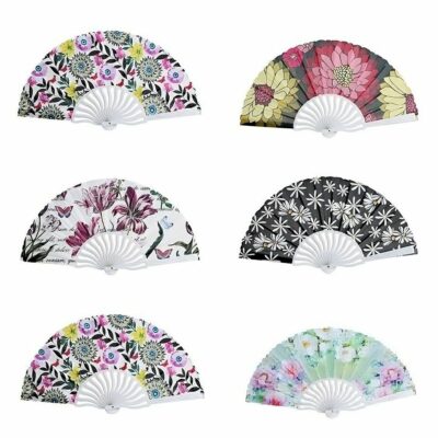12pk Flower Theme Print Portable Fold Handheld Fan