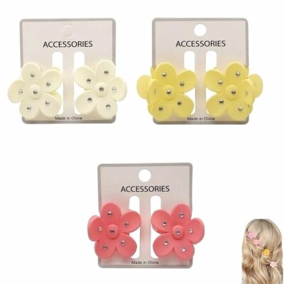 12pk Rhinestone Daisy Flower Hair Claw Clip