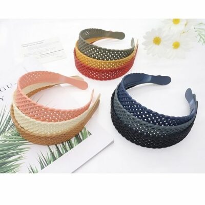 12pk Mesh Design Simple Plastic Headband Dark
