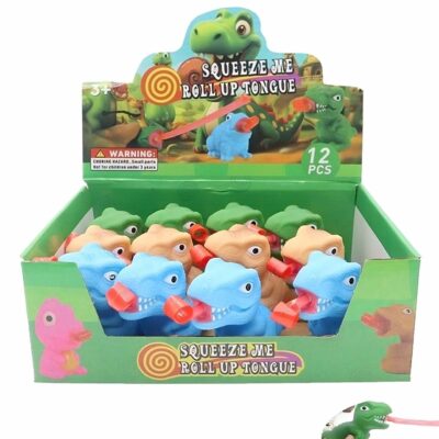 12pk Squeeze Roll Up Tongue Dino Fidget Toy
