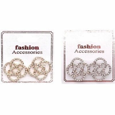 12pk Rose Shape Rhinestone Stud Earrings
