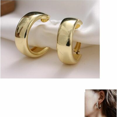 12pk Wide Polished 3cm High Hoop earrings