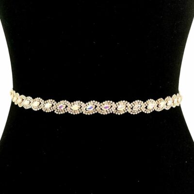 Marquise Oval Cut Crystal Bridal Sash Belt
