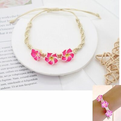 12pk Flower Adjustable String Knot Bracelet
