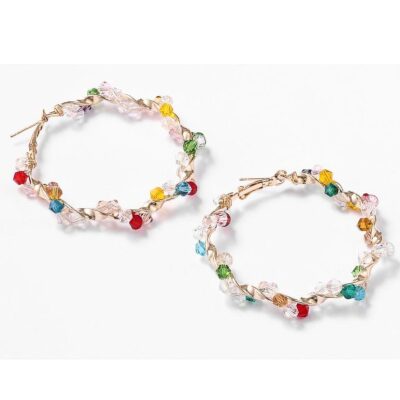 12pk Bright Beads Twist Hoop Earrings