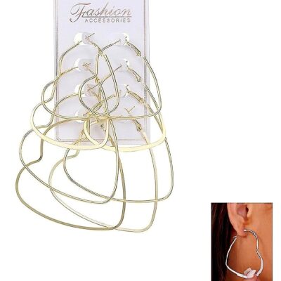 12pk Multi Size Heart Hoop Earrings
