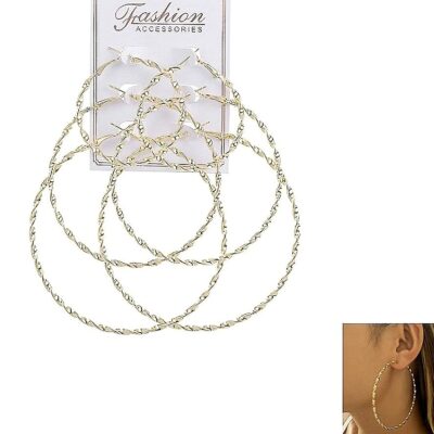 12pk Multi Size Twisted Hoop Earrings