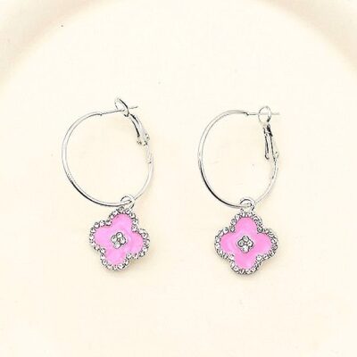12pk Clover Dangle Mini Hoop Earrings