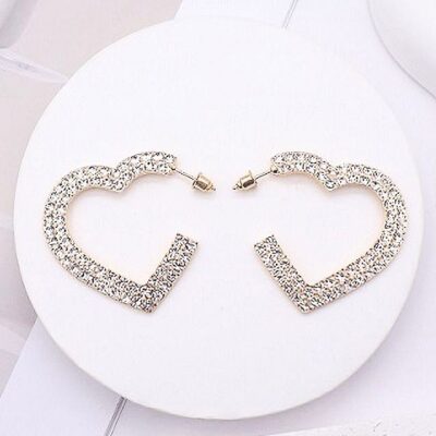 12pk Rhinestone Heart Hoop Earrings