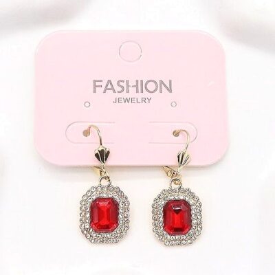 12pk Rectangle Rhinestone Fishhook Dangle Earrings