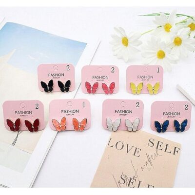 12pk Epoxy Butterfly Stud Earrings