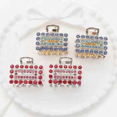 12pk Mini Rectagle Rhinestone Hair Clip
