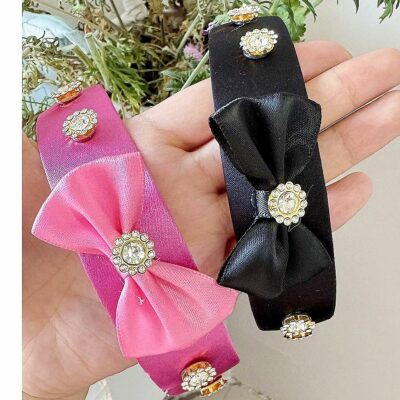 12pk Shiny Cloth Bow Ribbon Headband