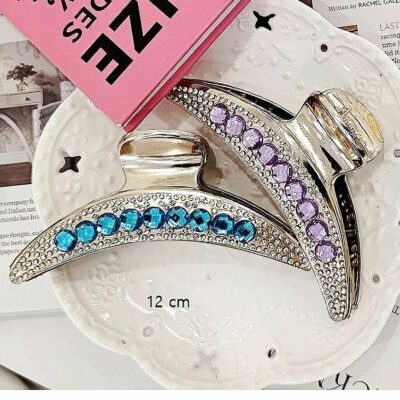 12pk Crescent moon shape Rhinestone Claw Clip