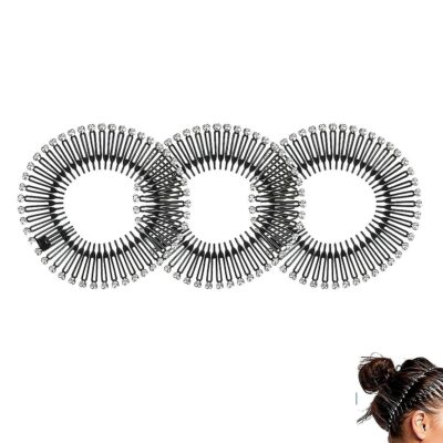12pk Rhinestone Circular Stretch Flexible Comb