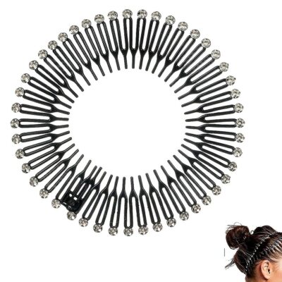 12pk Rhinestone Circular Stretch Flexible Comb