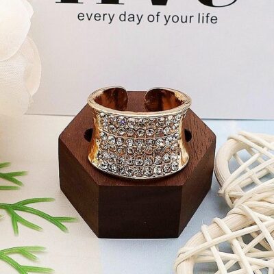 12pk Wide Edge Curve Rhinestone Rings