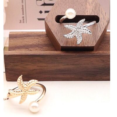12pk Starfish Pearls Free Size Rings