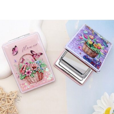 12pk Flower Basket Compact Handheld Mirror