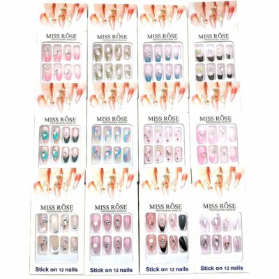 Artistic Floral Press-On Nails 12 Pack