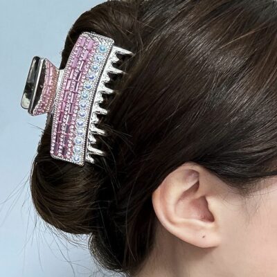 Shiny Rhinestone Pearl Rectangle Hair Claw