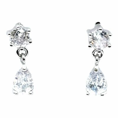 Marquise Oval w Crown Crystal CZ Dangle Earrings
