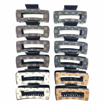 B Monogram PU Patch Hair Jaw Clip