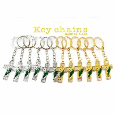 San Judas Tadeo Cross Keyring Bag Charm Keychain