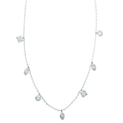 Marquise Circle Square CZ Dangle Chain Necklace