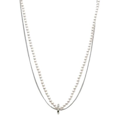 Faux Pearl Chain Layered Necklace
