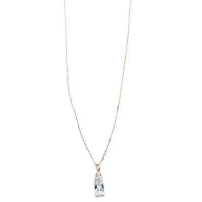 Baquette Pear CZ Dangle Chain Necklace