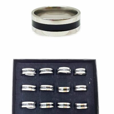 Silver Black Stainless Steel Ring