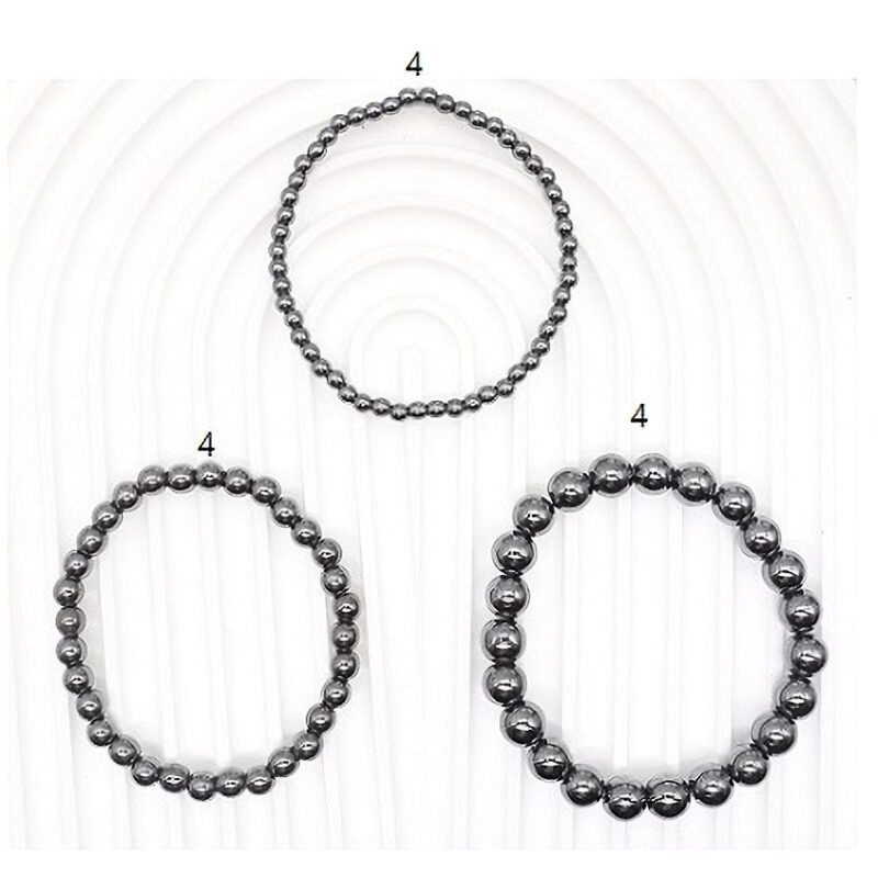 12pk Hematite Black Pearls Stretch Bracelet