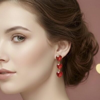12pk Hear Crystals Dangle Chic Earrings