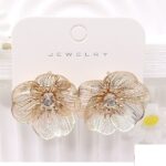 12pk 3D Metal Petal Flower Patal Stud Earrings Chic Gem