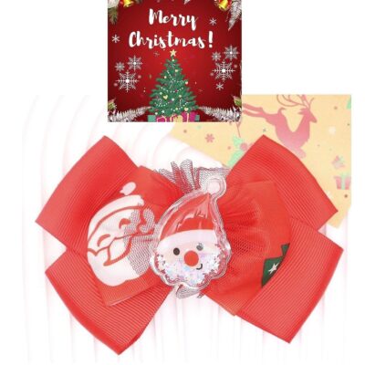 12pk Christmas Santa Deer Hair Bow Barrette Set