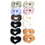 12pk Heart Matt Color Hair Open Barrette Clip