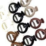12pk Round Gloosy Hair Open Barrette Clip