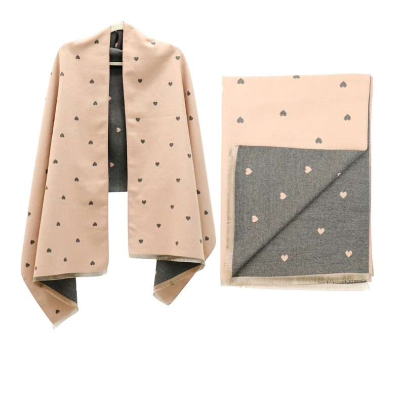 12pk Reversible Heart Dot Cashmere Feel Tassel Scarf