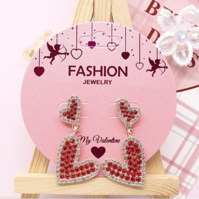 12pk Rhinestone Lovely Heart Dangle Earrings