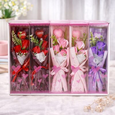 5pk Artificial Rose Bouquet – Valentine Mothers Day 1375