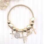 12pk Cross Jesus Charm Bangle Bracelet
